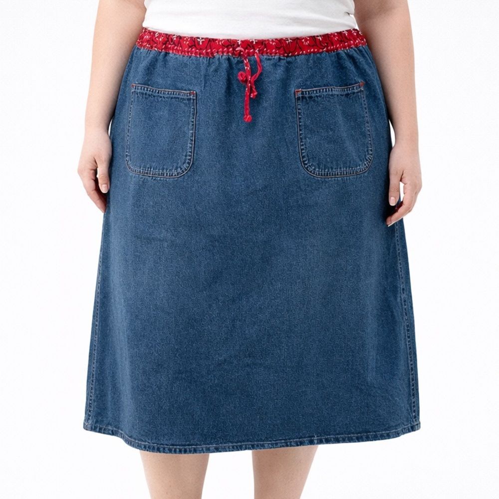 CST Blues Petite Denim Skirt Midi Cotton Size 2XWP Cotton Western Y2K Vintage